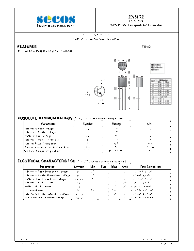 Secos 2n5172  . Electronic Components Datasheets Active components Transistors Secos 2n5172.pdf