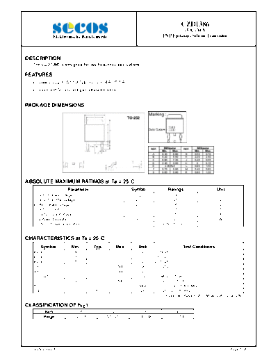 Secos czd1386  . Electronic Components Datasheets Active components Transistors Secos czd1386.pdf