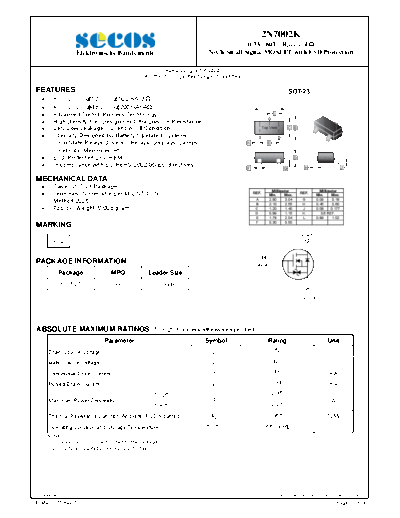 Secos 2n7002k  . Electronic Components Datasheets Active components Transistors Secos 2n7002k.pdf