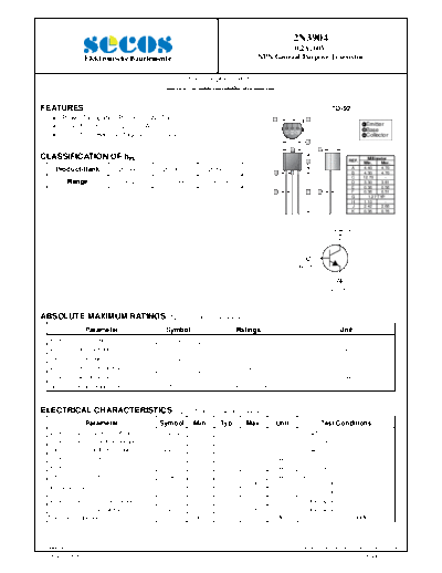 Secos 2n3904  . Electronic Components Datasheets Active components Transistors Secos 2n3904.pdf