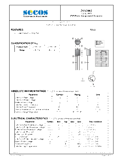 Secos 2sa1081  . Electronic Components Datasheets Active components Transistors Secos 2sa1081.pdf