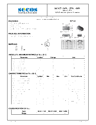 Secos bc817w  . Electronic Components Datasheets Active components Transistors Secos bc817w.pdf