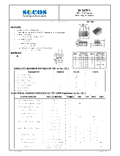 Secos bc847pn  . Electronic Components Datasheets Active components Transistors Secos bc847pn.pdf