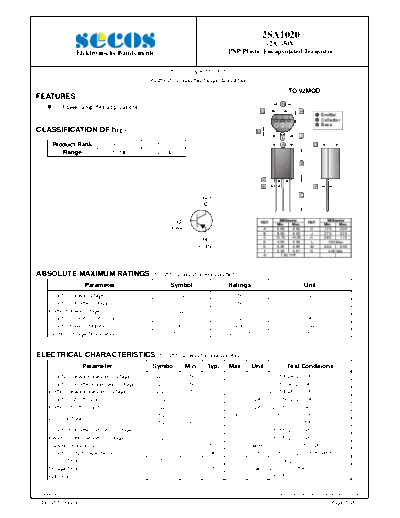 Secos 2sa1020  . Electronic Components Datasheets Active components Transistors Secos 2sa1020.pdf