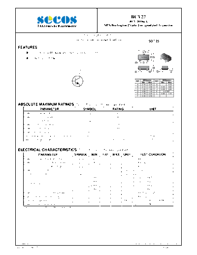 Secos bcv27  . Electronic Components Datasheets Active components Transistors Secos bcv27.pdf
