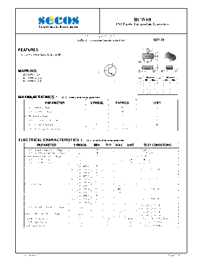 Secos bcw68  . Electronic Components Datasheets Active components Transistors Secos bcw68.pdf