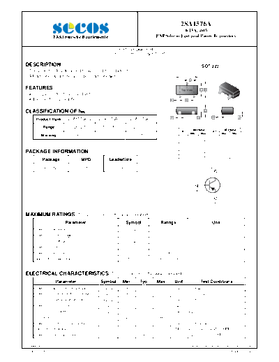 Secos 2sa1576a  . Electronic Components Datasheets Active components Transistors Secos 2sa1576a.pdf