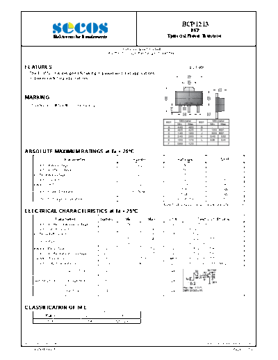 Secos bcp1213  . Electronic Components Datasheets Active components Transistors Secos bcp1213.pdf