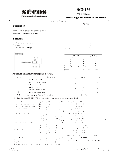 Secos bcp156  . Electronic Components Datasheets Active components Transistors Secos bcp156.pdf