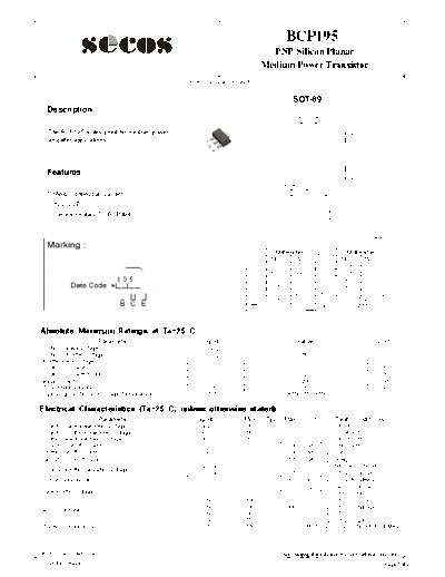 Secos bcp195  . Electronic Components Datasheets Active components Transistors Secos bcp195.pdf