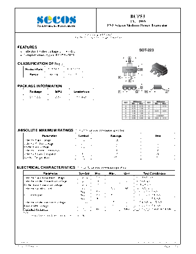 Secos bcp53  . Electronic Components Datasheets Active components Transistors Secos bcp53.pdf