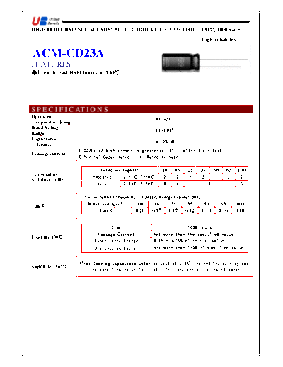 UB [United Benefit] UB [radial thru-hole] ACM-CD23A Series  . Electronic Components Datasheets Passive components capacitors UB [United Benefit] UB [radial thru-hole] ACM-CD23A Series.pdf