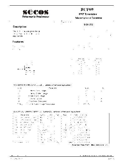 Secos bcp69  . Electronic Components Datasheets Active components Transistors Secos bcp69.pdf