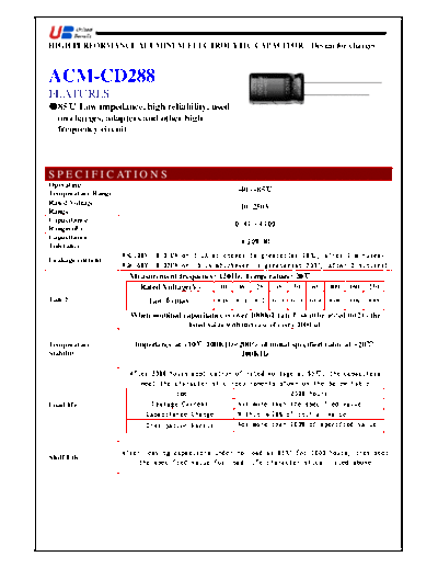 UB [United Benefit] UB [radial thru-hole] ACM-CD288 Series  . Electronic Components Datasheets Passive components capacitors UB [United Benefit] UB [radial thru-hole] ACM-CD288 Series.pdf