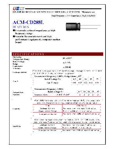 UB [United Benefit] UB [radial thru-hole] ACM-CD288L Series  . Electronic Components Datasheets Passive components capacitors UB [United Benefit] UB [radial thru-hole] ACM-CD288L Series.pdf