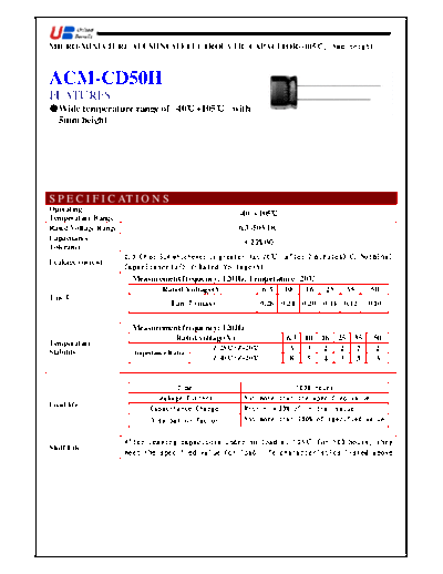 UB [United Benefit] UB [radial thru-hole] ACM-CD50H Series  . Electronic Components Datasheets Passive components capacitors UB [United Benefit] UB [radial thru-hole] ACM-CD50H Series.pdf