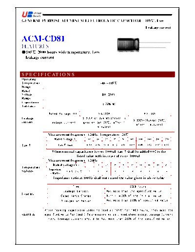 UB [United Benefit] UB [radial thru-hole] ACM-CD81 Series  . Electronic Components Datasheets Passive components capacitors UB [United Benefit] UB [radial thru-hole] ACM-CD81 Series.pdf