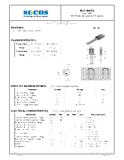 Secos bd13003b  . Electronic Components Datasheets Active components Transistors Secos bd13003b.pdf