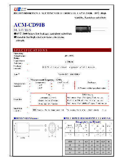UB [United Benefit] UB [radial thru-hole] ACM-CD91B Series  . Electronic Components Datasheets Passive components capacitors UB [United Benefit] UB [radial thru-hole] ACM-CD91B Series.pdf