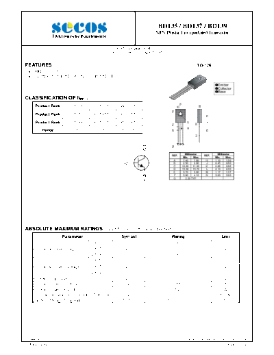 Secos bd135-bd137-bd139  . Electronic Components Datasheets Active components Transistors Secos bd135-bd137-bd139.pdf