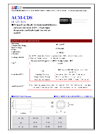 UB [United Benefit] UB [radial thru-hole] ACM-CDS Series  . Electronic Components Datasheets Passive components capacitors UB [United Benefit] UB [radial thru-hole] ACM-CDS Series.pdf