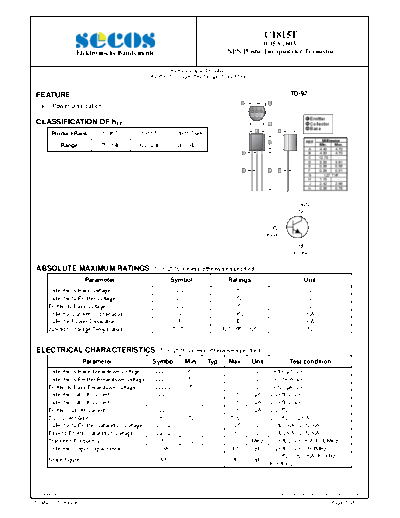 Secos c1815t  . Electronic Components Datasheets Active components Transistors Secos c1815t.pdf