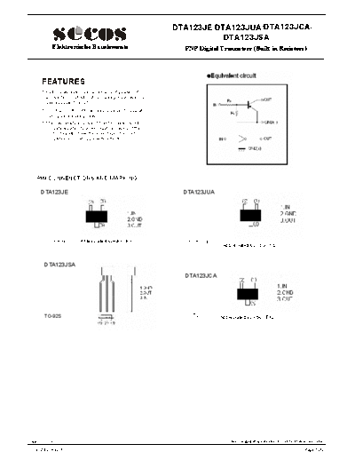 Secos dta123j series  . Electronic Components Datasheets Active components Transistors Secos dta123j_series.pdf