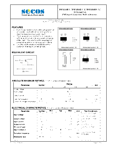 Secos dta144e series  . Electronic Components Datasheets Active components Transistors Secos dta144e_series.pdf