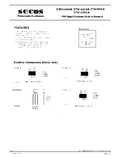 Secos dta143x series  . Electronic Components Datasheets Active components Transistors Secos dta143x_series.pdf