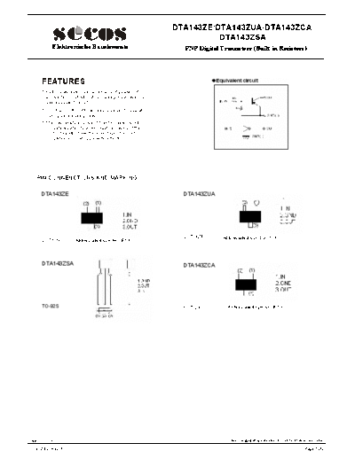 Secos dta143z series  . Electronic Components Datasheets Active components Transistors Secos dta143z_series.pdf