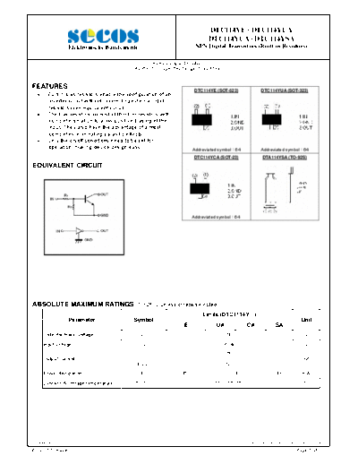 Secos dtc114y  . Electronic Components Datasheets Active components Transistors Secos dtc114y.pdf