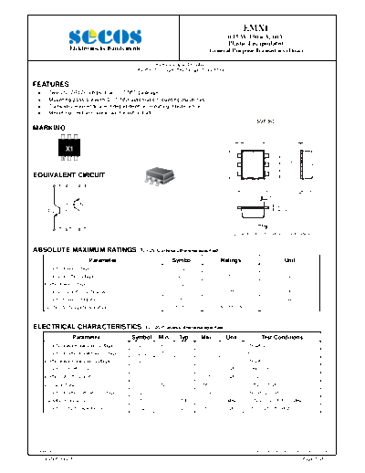 Secos emx1  . Electronic Components Datasheets Active components Transistors Secos emx1.pdf