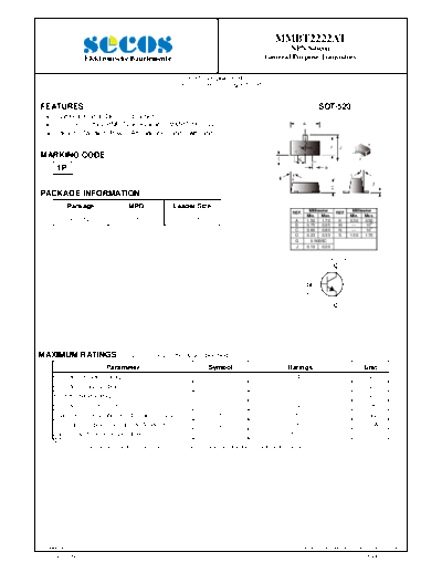 Secos mmbt2222at  . Electronic Components Datasheets Active components Transistors Secos mmbt2222at.pdf