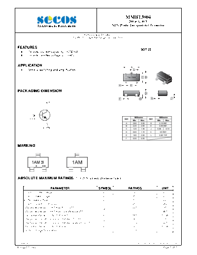 Secos mmbt3904  . Electronic Components Datasheets Active components Transistors Secos mmbt3904.pdf