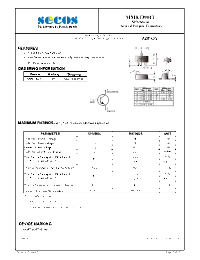 . Electronic Components Datasheets mmbt3904t  . Electronic Components Datasheets Active components Transistors Secos mmbt3904t.pdf