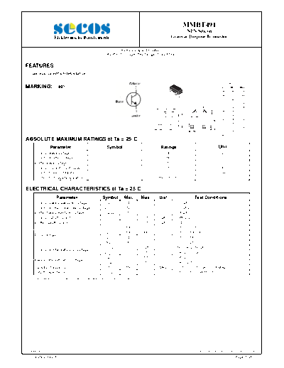 Secos mmbt491  . Electronic Components Datasheets Active components Transistors Secos mmbt491.pdf