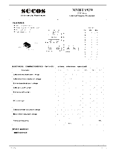 Secos mmbta92w  . Electronic Components Datasheets Active components Transistors Secos mmbta92w.pdf