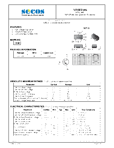 Secos mmbta06  . Electronic Components Datasheets Active components Transistors Secos mmbta06.pdf