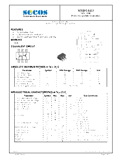 Secos mmdt4413  . Electronic Components Datasheets Active components Transistors Secos mmdt4413.pdf