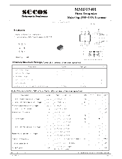 Secos mmdt5401  . Electronic Components Datasheets Active components Transistors Secos mmdt5401.pdf