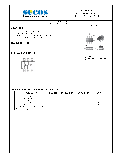 Secos mmdt5451  . Electronic Components Datasheets Active components Transistors Secos mmdt5451.pdf