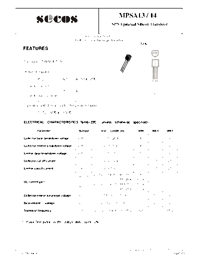 Secos mpsa13-14  . Electronic Components Datasheets Active components Transistors Secos mpsa13-14.pdf