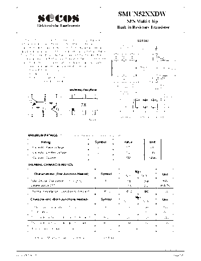 Secos smun52xxdw  . Electronic Components Datasheets Active components Transistors Secos smun52xxdw.pdf