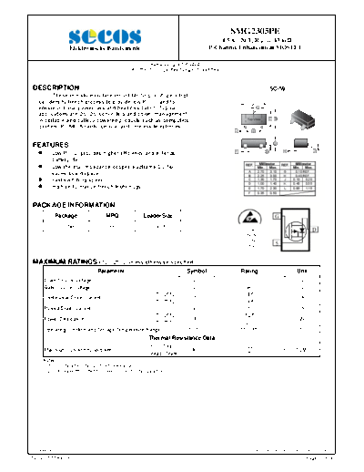 Secos smg2305pe  . Electronic Components Datasheets Active components Transistors Secos smg2305pe.pdf