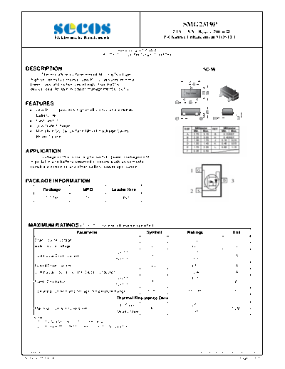 Secos smg2319p  . Electronic Components Datasheets Active components Transistors Secos smg2319p.pdf