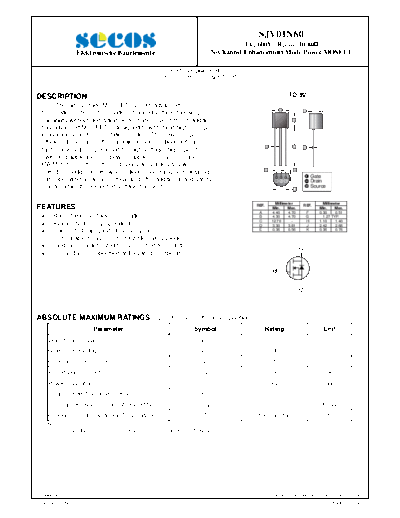 Secos sjv01n60  . Electronic Components Datasheets Active components Transistors Secos sjv01n60.pdf