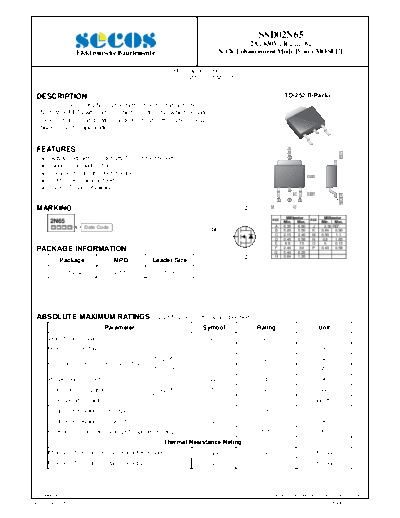 Secos ssd02n65  . Electronic Components Datasheets Active components Transistors Secos ssd02n65.pdf