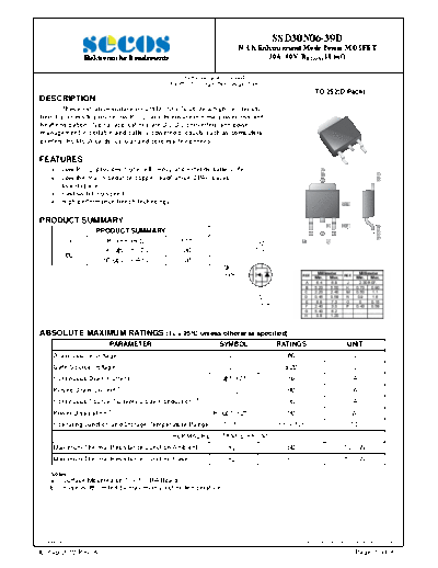 Secos ssd30n06-39d  . Electronic Components Datasheets Active components Transistors Secos ssd30n06-39d.pdf