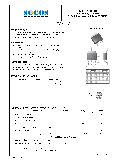 Secos ssd30n10-50d  . Electronic Components Datasheets Active components Transistors Secos ssd30n10-50d.pdf