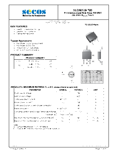 Secos ssd30n10-70d  . Electronic Components Datasheets Active components Transistors Secos ssd30n10-70d.pdf